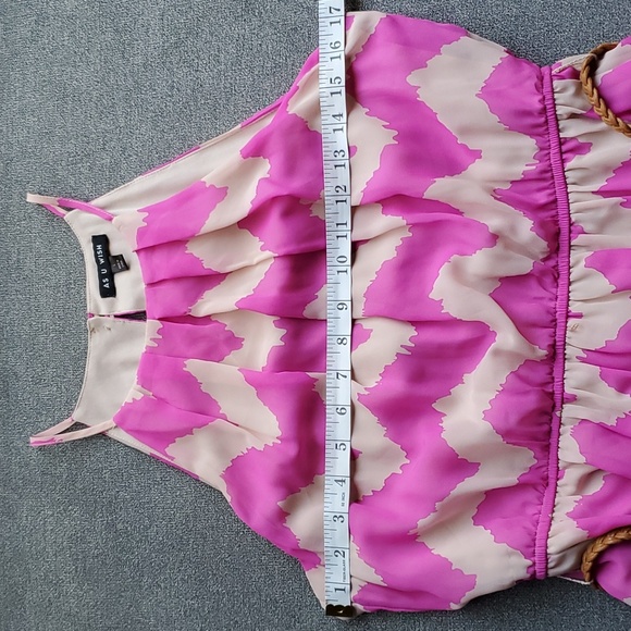🆕️ AS U WISH Pink Chevron Print Sleeveless Belted Dress JUNIORS SIZE: L - Picture 8 of 12